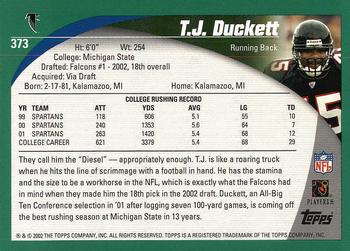 2002 Topps #373 T.J. Duckett Back