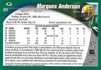 2002 Topps Chrome #257 Marques Anderson Back