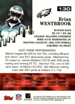 2002 Topps Pristine #130 Brian Westbrook Back