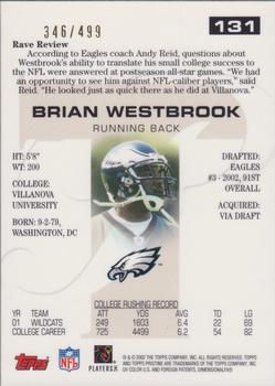 2002 Topps Pristine #131 Brian Westbrook Back