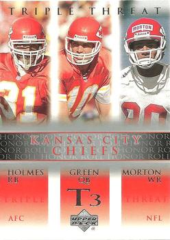 2002 Upper Deck Honor Roll #74 Priest Holmes / Trent Green / Johnnie Morton Front