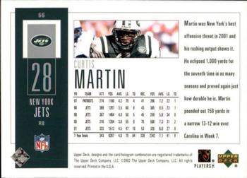 2002 UD Piece of History #66 Curtis Martin Back