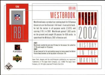 2002 UD Piece of History #136 Brian Westbrook Back