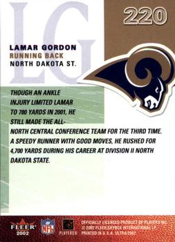 2002 Ultra #220 Lamar Gordon Back