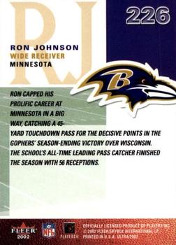 2002 Ultra #226 Ron Johnson Back