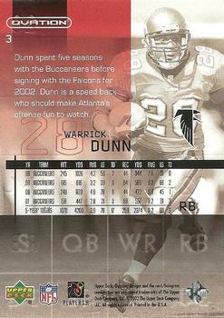 2002 Upper Deck Ovation #3 Warrick Dunn Back
