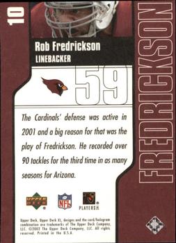 2002 Upper Deck XL #10 Rob Fredrickson Back