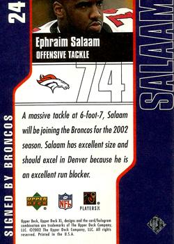 2002 Upper Deck XL #24 Ephraim Salaam Back