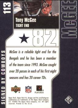 2002 Upper Deck XL #113 Tony McGee Back