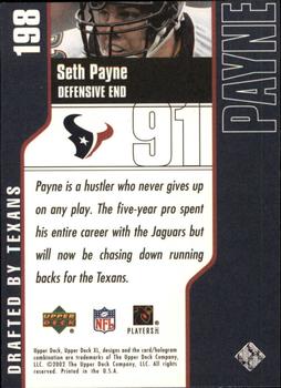 2002 Upper Deck XL #198 Seth Payne Back