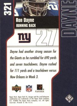 2002 Upper Deck XL #321 Ron Dayne Back