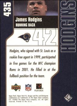 2002 Upper Deck XL #435 James Hodgins Back