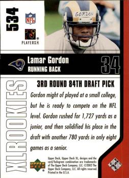 2002 Upper Deck XL #534 Lamar Gordon Back