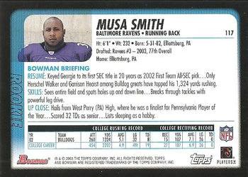 2003 Bowman #117 Musa Smith Back