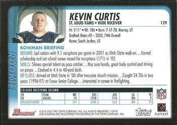 2003 Bowman #129 Kevin Curtis Back