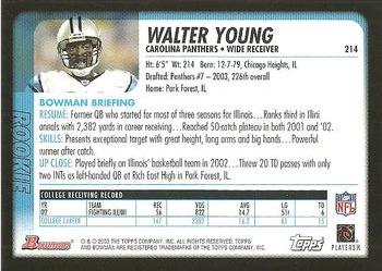 2003 Bowman #214 Walter Young Back