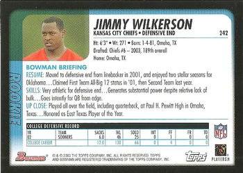 2003 Bowman #242 Jimmy Wilkerson Back