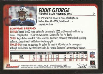 2003 Bowman #24 Eddie George Back