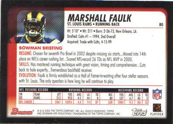 2003 Bowman #80 Marshall Faulk Back