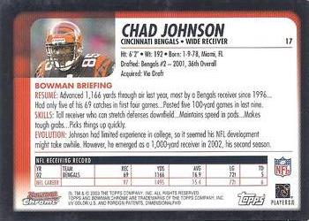 2003 Bowman Chrome #17 Chad Johnson Back