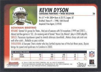2003 Bowman Chrome #36 Kevin Dyson Back