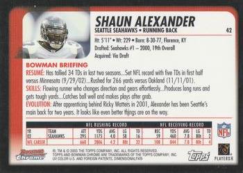2003 Bowman Chrome #42 Shaun Alexander Back