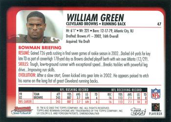 2003 Bowman Chrome #47 William Green Back