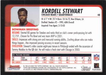 2003 Bowman Chrome #48 Kordell Stewart Back