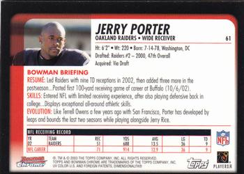 2003 Bowman Chrome #61 Jerry Porter Back