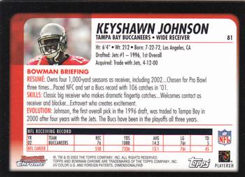 2003 Bowman Chrome #81 Keyshawn Johnson Back