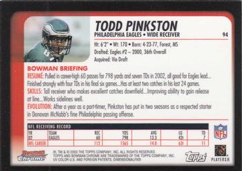 2003 Bowman Chrome #94 Todd Pinkston Back