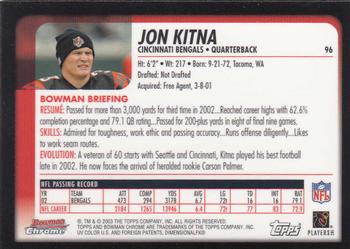 2003 Bowman Chrome #96 Jon Kitna Back