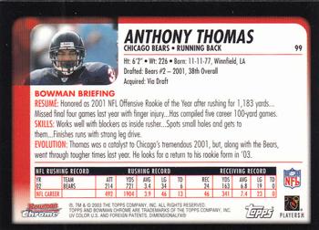 2003 Bowman Chrome #99 Anthony Thomas Back