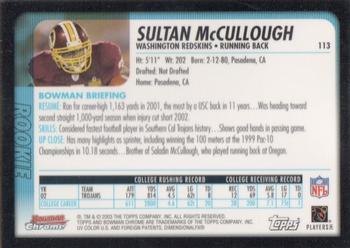 2003 Bowman Chrome #113 Sultan McCullough Back