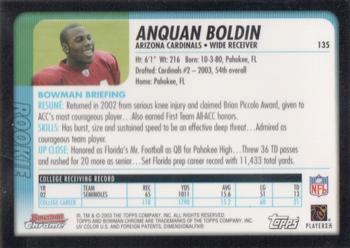 2003 Bowman Chrome #135 Anquan Boldin Back