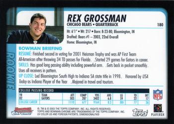 2003 Bowman Chrome #180 Rex Grossman Back