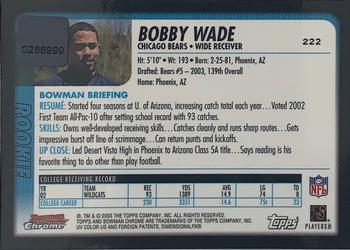 2003 Bowman Chrome #222 Bobby Wade Back