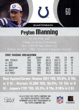 2003 Bowman's Best #60 Peyton Manning Back