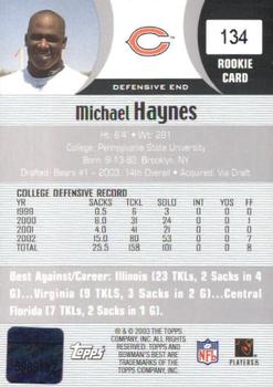 2003 Bowman's Best #134 Michael Haynes Back