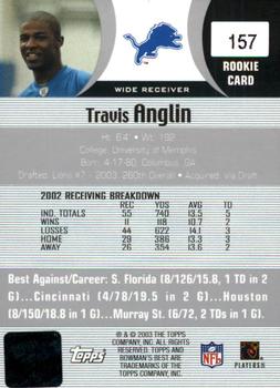 2003 Bowman's Best #157 Travis Anglin Back