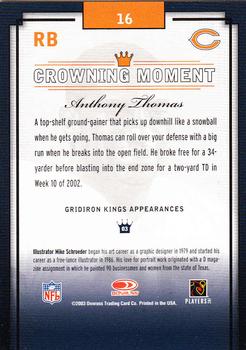 2003 Donruss Gridiron Kings #16 Anthony Thomas Back