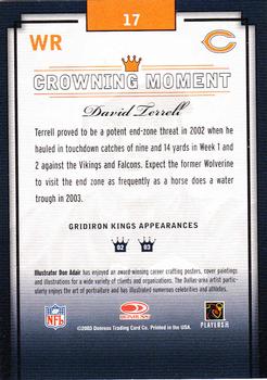 2003 Donruss Gridiron Kings #17 David Terrell Back