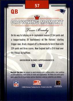2003 Donruss Gridiron Kings #57 Tom Brady Back