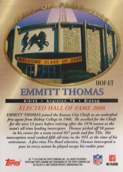 2008 Topps Chrome - Hall of Fame #HOF-ET Emmitt Thomas Back