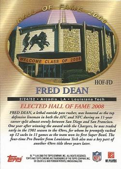 2008 Topps Chrome - Hall of Fame #HOF-FD Fred Dean Back
