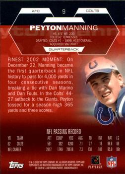2003 Finest #9 Peyton Manning Back