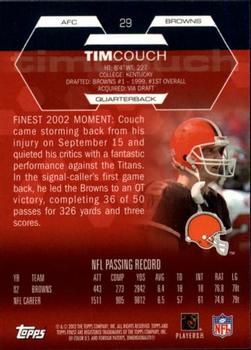 2003 Finest #29 Tim Couch Back