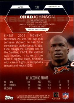 2003 Finest #58 Chad Johnson Back