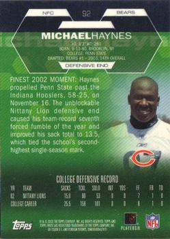 2003 Finest #92 Michael Haynes Back