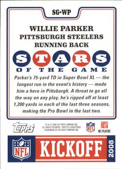 2008 Topps Kickoff - Stars of the Game #SG-WP Willie Parker Back
